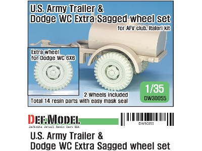 Ww2 U.S Trailer And Dodge Wc Extra Sagged Wheel Set (For Wc6x6, M101 Trailer) - zdjęcie 1