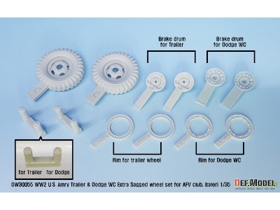 Ww2 U.S Trailer And Dodge Wc Extra Sagged Wheel Set (For Wc6x6, M101 Trailer) - zdjęcie 2