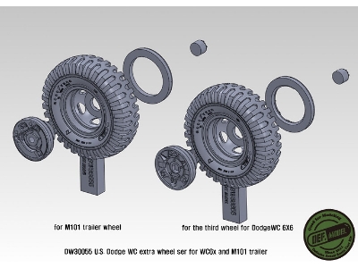 Ww2 U.S Trailer And Dodge Wc Extra Sagged Wheel Set (For Wc6x6, M101 Trailer) - zdjęcie 11