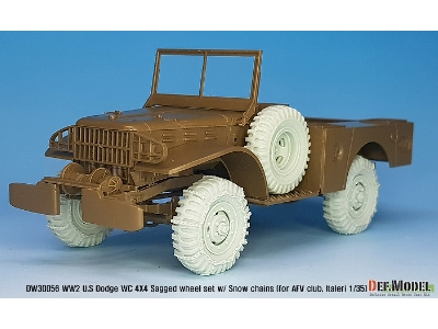 Ww2 U.S Dodge Wc 4x4 Snow Chained Sagged Wheel Set (For Afv Club, Italeri 1/35) - zdjęcie 4