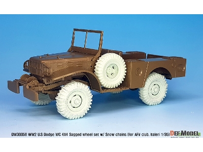 Ww2 U.S Dodge Wc 4x4 Snow Chained Sagged Wheel Set (For Afv Club, Italeri 1/35) - zdjęcie 5