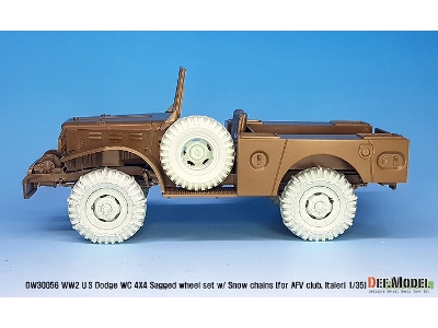 Ww2 U.S Dodge Wc 4x4 Snow Chained Sagged Wheel Set (For Afv Club, Italeri 1/35) - zdjęcie 6