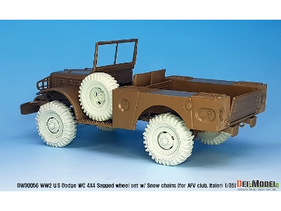 Ww2 U.S Dodge Wc 4x4 Snow Chained Sagged Wheel Set (For Afv Club, Italeri 1/35) - zdjęcie 7