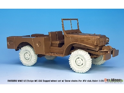 Ww2 U.S Dodge Wc 4x4 Snow Chained Sagged Wheel Set (For Afv Club, Italeri 1/35) - zdjęcie 8