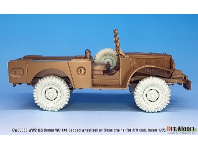 Ww2 U.S Dodge Wc 4x4 Snow Chained Sagged Wheel Set (For Afv Club, Italeri 1/35) - zdjęcie 9