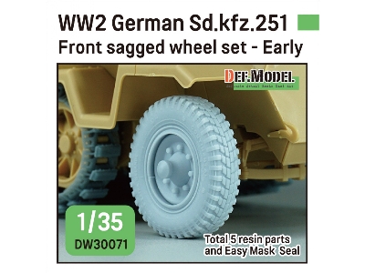 Ww2 German Sd.Kfz.251 Half-track Front Sagged Wheel Set - Early (For Sd.Kfz.251 Kit) - zdjęcie 1