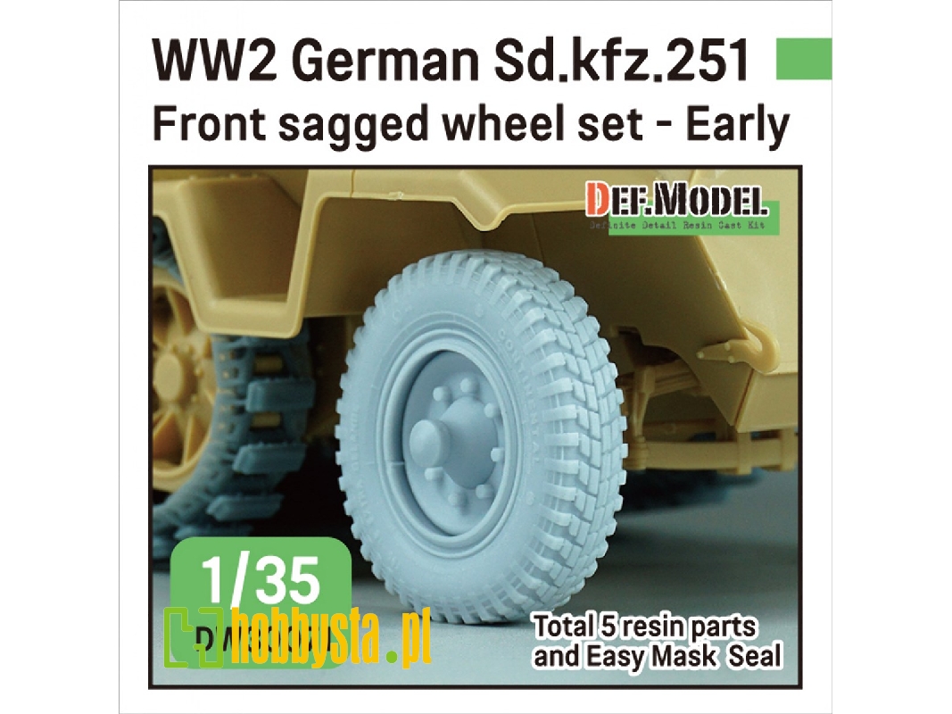 Ww2 German Sd.Kfz.251 Half-track Front Sagged Wheel Set - Early (For Sd.Kfz.251 Kit) - zdjęcie 1