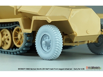 Ww2 German Sd.Kfz.251 Half-track Front Sagged Wheel Set - Early (For Sd.Kfz.251 Kit) - zdjęcie 4