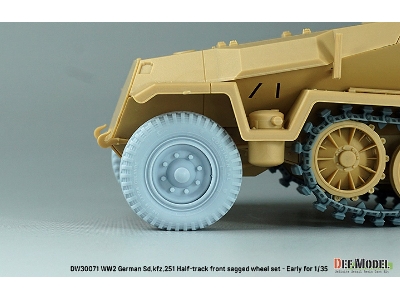 Ww2 German Sd.Kfz.251 Half-track Front Sagged Wheel Set - Early (For Sd.Kfz.251 Kit) - zdjęcie 5