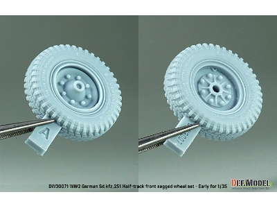 Ww2 German Sd.Kfz.251 Half-track Front Sagged Wheel Set - Early (For Sd.Kfz.251 Kit) - zdjęcie 6