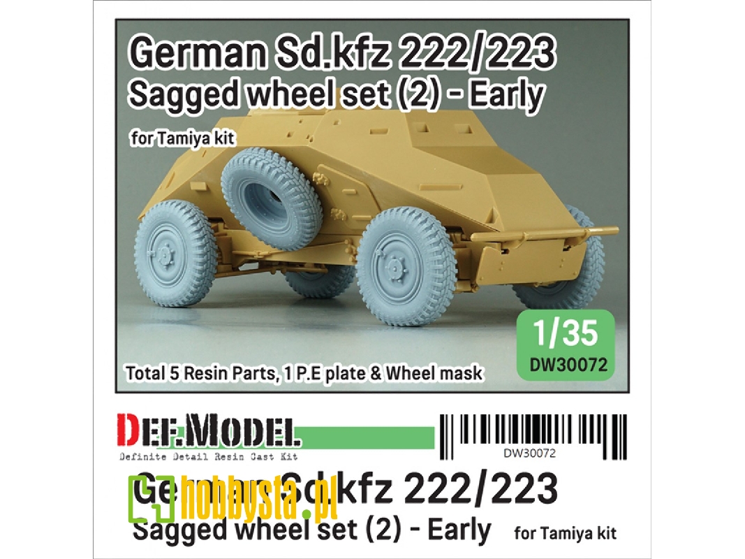 German Sd.Kfz 222/223 - Sagged Wheel Set (2) Early (For Tamiya) - zdjęcie 1 German Sd.Kfz 222/223 - Sagged Wheel Set (2) Early (For Tamiya) - zdjęcie 1