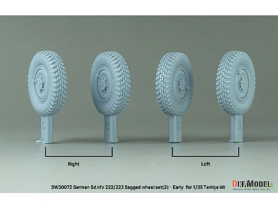 German Sd.Kfz 222/223 - Sagged Wheel Set (2) Early (For Tamiya) - zdjęcie 4