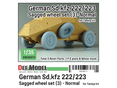 Ww2 German Sd.Kfz 222/223 - Sagged Wheel Set (3) Late (For Tamiya) - zdjęcie 1