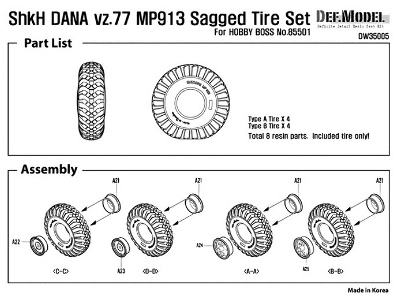 Cz Dana Shkh Vz.77 Mp913 Sagged Tire Set (For Hobbyboss 1/35) - zdjęcie 6