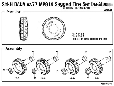 Cz Dana Shkh Vz.77 Mp914 Sagged Tire Set (For Hobbyboss 1/35) - zdjęcie 6