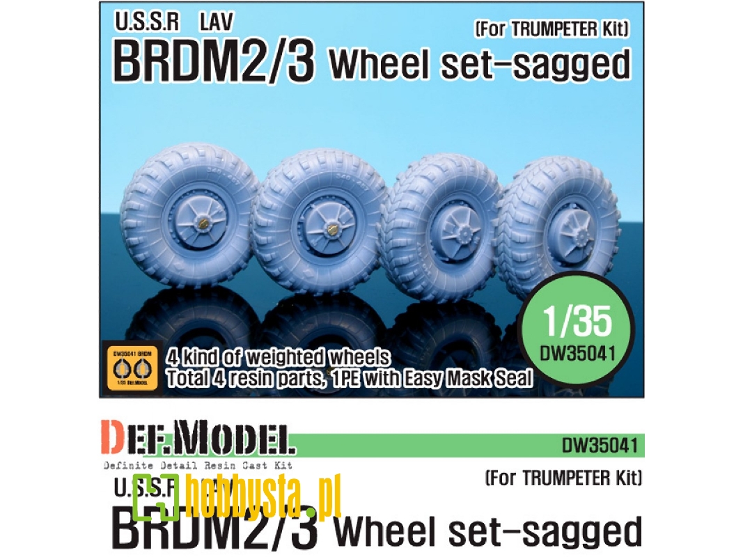 Brdm-2 Sagged Wheel Set (For Trumpeter 1/35) - zdjęcie 1 Brdm-2 Sagged Wheel Set (For Trumpeter 1/35) - zdjęcie 1