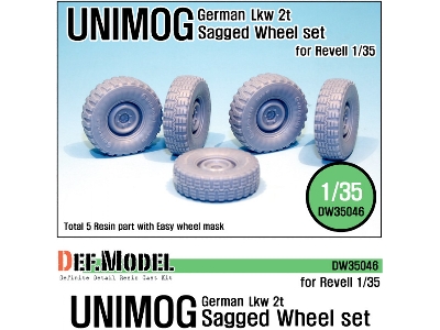 German Unimog Lkw 2t Sagged Wheel Set (For Revell 1/35) - zdjęcie 1
