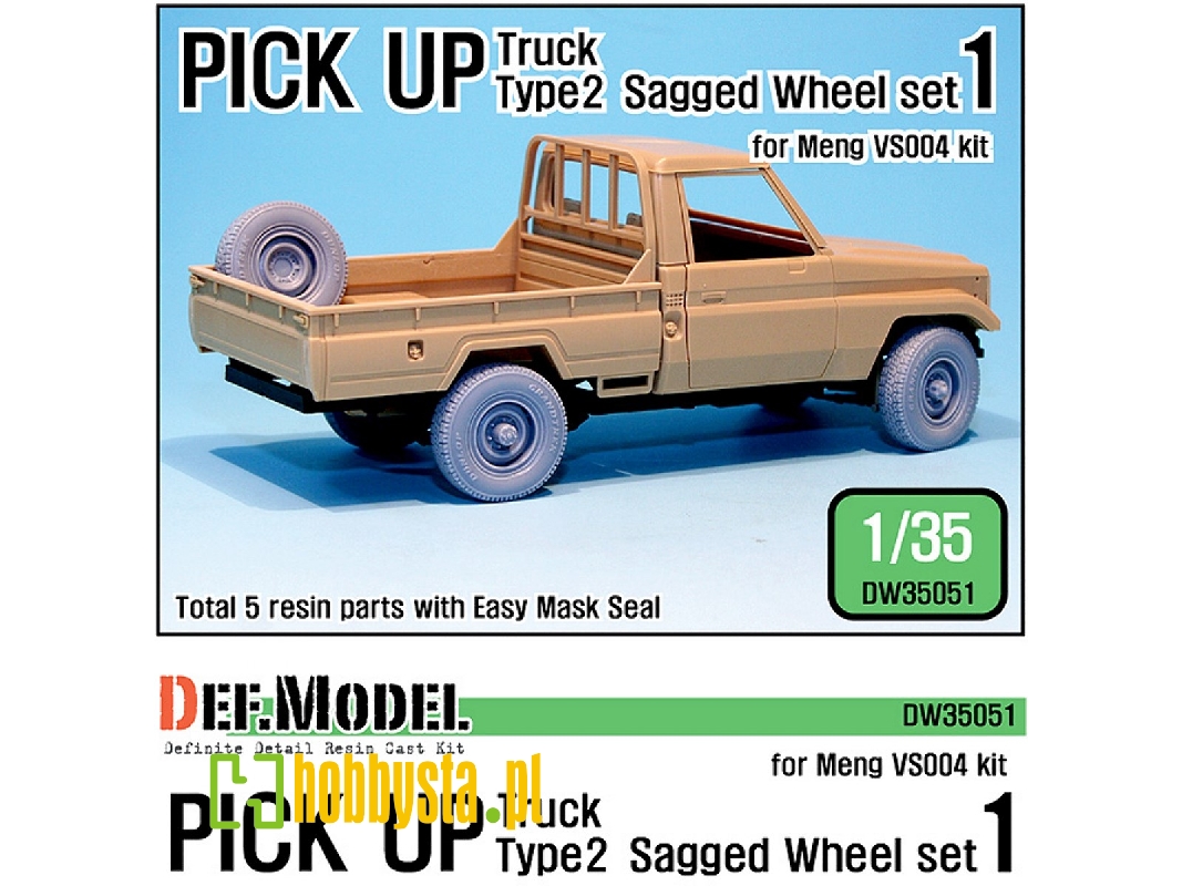 Pick Up Truck Type 2 Sagged Wheel Set 1 (For Meng Vs004 1/35) - zdjęcie 1 Pick Up Truck Type 2 Sagged Wheel Set 1 (For Meng Vs004 1/35) - zdjęcie 1