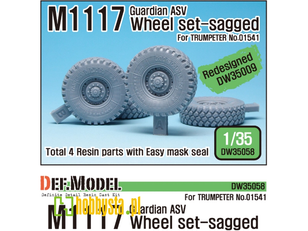 Us M1117 Guardian Asv Sagged Wheel Set (For Trumpeter 1/35) - zdjęcie 1 Us M1117 Guardian Asv Sagged Wheel Set (For Trumpeter 1/35) - zdjęcie 1