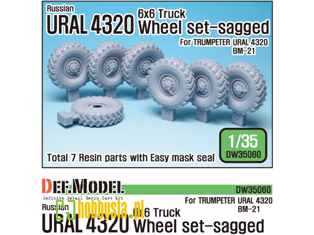 Russian Ural-4320 Truck / Bm21 Sagged Wheel Set (For Trumpeter 1/35) - zdjęcie 1 Russian Ural-4320 Truck / Bm21 Sagged Wheel Set (For Trumpeter 1/35) - zdjęcie 1
