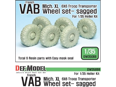 French Vab Sagged Wheel Set 1-mich. Xl (For Heller 1/35 6 Wheel Included) - zdjęcie 1