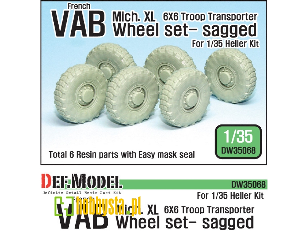 French Vab Sagged Wheel Set 1-mich. Xl (For Heller 1/35 6 Wheel Included) - zdjęcie 1