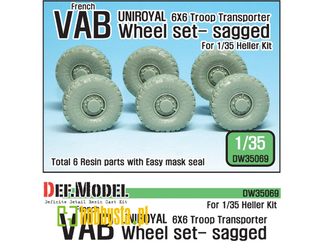 French Vab Sagged Wheel Set 2-uniroyal (For Heller 1/35 6 Wheel Included) - zdjęcie 1