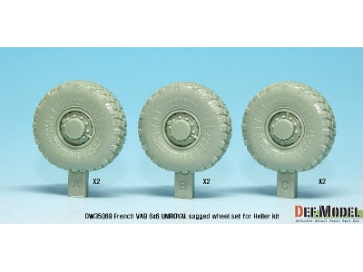 French Vab Sagged Wheel Set 2-uniroyal (For Heller 1/35 6 Wheel Included) - zdjęcie 2