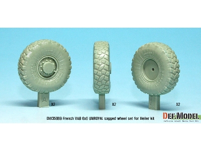 French Vab Sagged Wheel Set 2-uniroyal (For Heller 1/35 6 Wheel Included) - zdjęcie 4