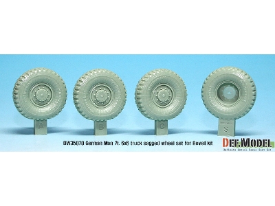 German Man 7t. Milgl 6x6 Truck Sagged Wheel Set (For Revell 1/35) - zdjęcie 2