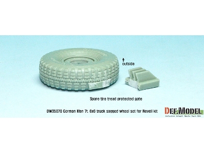 German Man 7t. Milgl 6x6 Truck Sagged Wheel Set (For Revell 1/35) - zdjęcie 4
