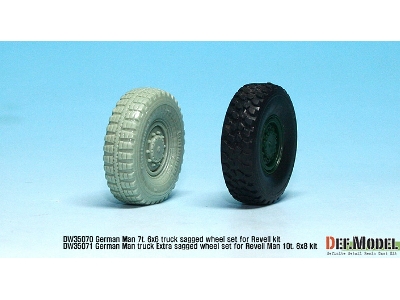 German Man 7t. Milgl 6x6 Truck Sagged Wheel Set (For Revell 1/35) - zdjęcie 10