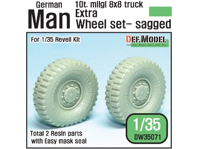 German Man Milgl Truck Extra 2ea Sagged Wheel Set (For Revell Man 10t 1/35) - zdjęcie 1