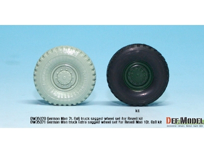 German Man Milgl Truck Extra 2ea Sagged Wheel Set (For Revell Man 10t 1/35) - zdjęcie 4