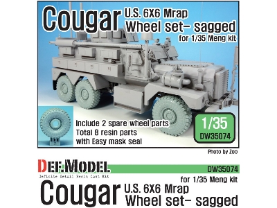 Us Cougar 6x6 Mrap Sagged Wheel Set - 2 Spare Wheel (For Meng 1/35) - zdjęcie 1