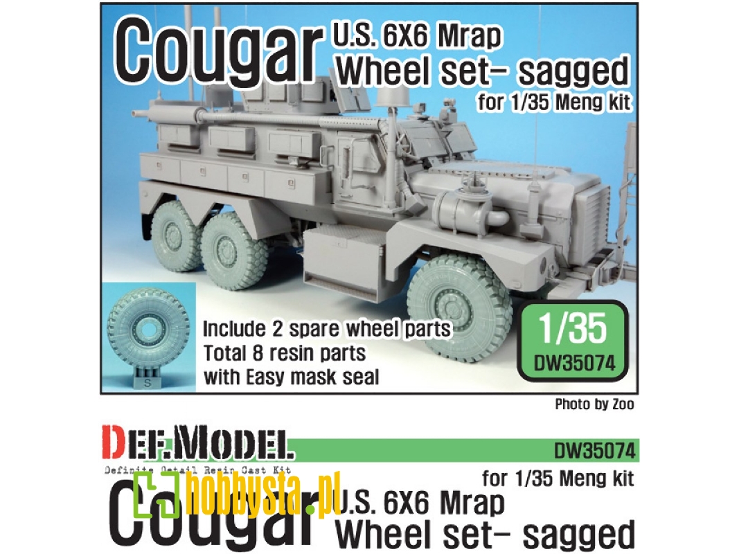 Us Cougar 6x6 Mrap Sagged Wheel Set - 2 Spare Wheel (For Meng 1/35) - zdjęcie 1