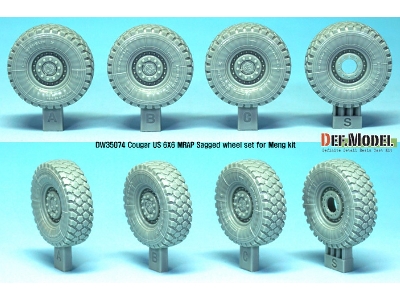 Us Cougar 6x6 Mrap Sagged Wheel Set - 2 Spare Wheel (For Meng 1/35) - zdjęcie 2