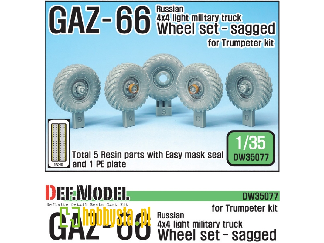 Russian Gaz-66 Sagged Wheel Set (For Trumpeter 1/35) - zdjęcie 1 Russian Gaz-66 Sagged Wheel Set (For Trumpeter 1/35) - zdjęcie 1
