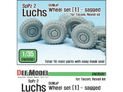 German Luchs 8x8 Dunlxp Sagged Wheel Set-1 (For Takom/Revell 1/35) - zdjęcie 1