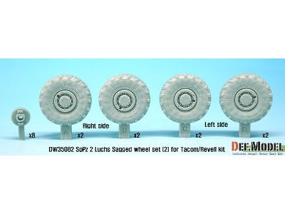 German Luchs 8x8 Mich.Xl Sagged Wheel Set-2 (For Tacom/Revell 1/35) - zdjęcie 2