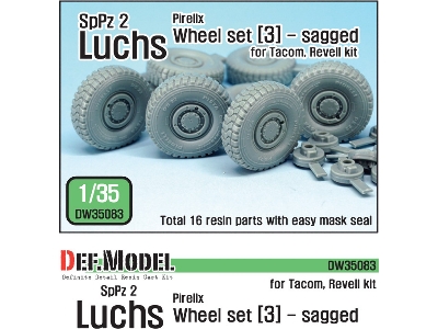 German Luchs 8x8 Pirxlli Sagged Wheel Set-3 (For Tacom/Revell 1/35) - zdjęcie 1