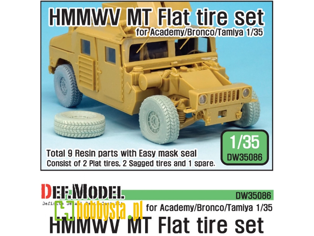 U.S. Hmmwv Mt Flat Tire Set (For Academy/Bronco/Tamiya 1/35 - zdjęcie 1