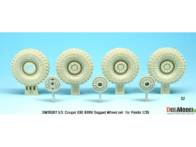 U.S. Cougar 6x6 Jerrv Sagged Wheel Set - 2 Spare Wheel (For Panda 1/35) - zdjęcie 2