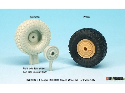 U.S. Cougar 6x6 Jerrv Sagged Wheel Set - 2 Spare Wheel (For Panda 1/35) - zdjęcie 6