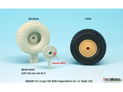 U.S. Cougar 6x6 Jerrv Sagged Wheel Set - 2 Spare Wheel (For Panda 1/35) - zdjęcie 7