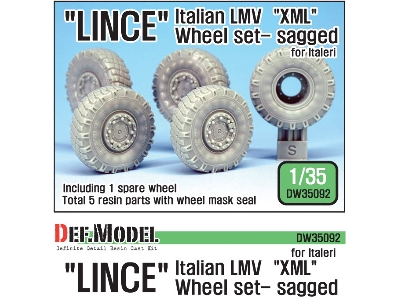 Italian Lmv Lince Xml Sagged Wheel Set (For Italeri 1/35) - zdjęcie 1