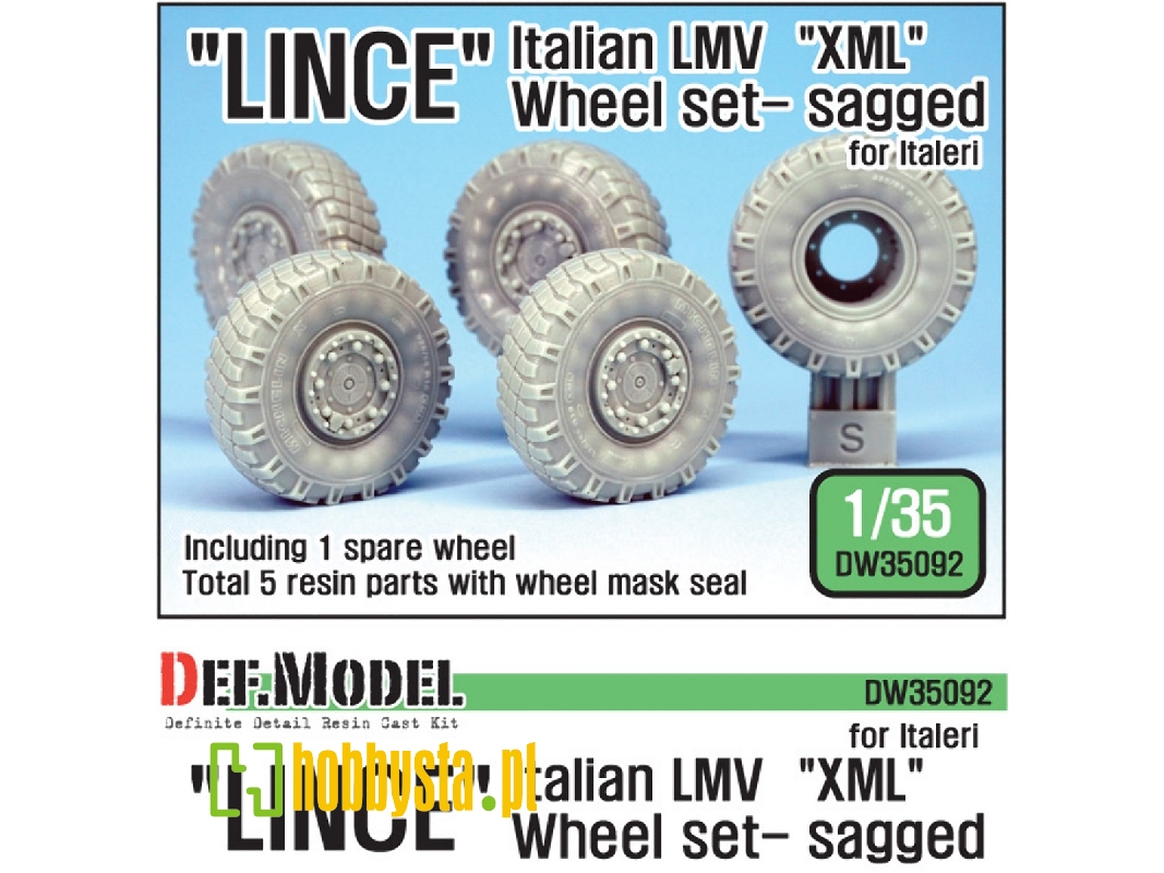 Italian Lmv Lince Xml Sagged Wheel Set (For Italeri 1/35) - zdjęcie 1