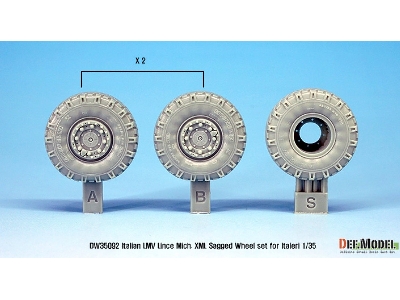 Italian Lmv Lince Xml Sagged Wheel Set (For Italeri 1/35) - zdjęcie 2
