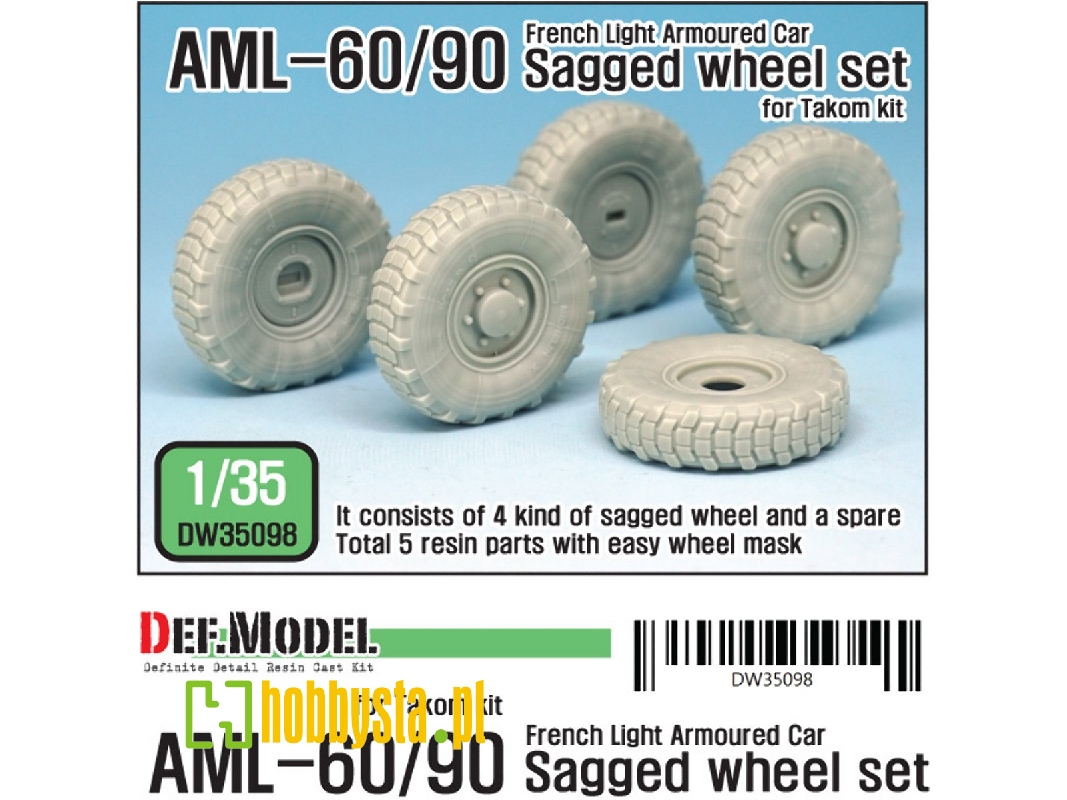 Franch Aml-60/90 Sagged Wheel Set (For Takom 1/35) - zdjęcie 1 Franch Aml-60/90 Sagged Wheel Set (For Takom 1/35) - zdjęcie 1