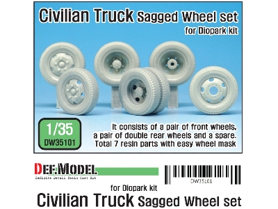 Japanese Civilian Truck Sagged Wheel Set ( For Diopark 1/35) - zdjęcie 1